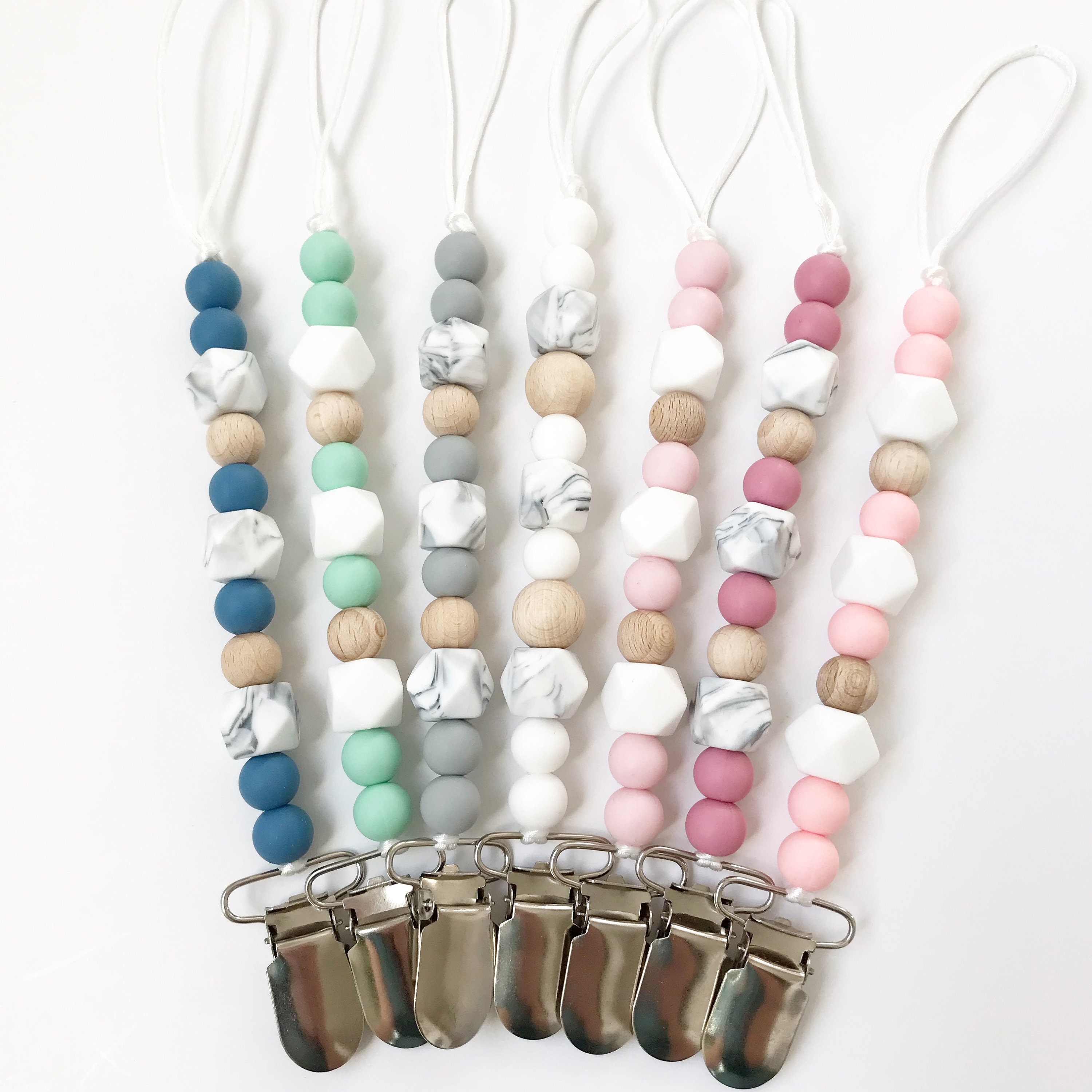 Beaded Pacifier Clip Silicon Beads Wooden Beads Pacifier | Etsy