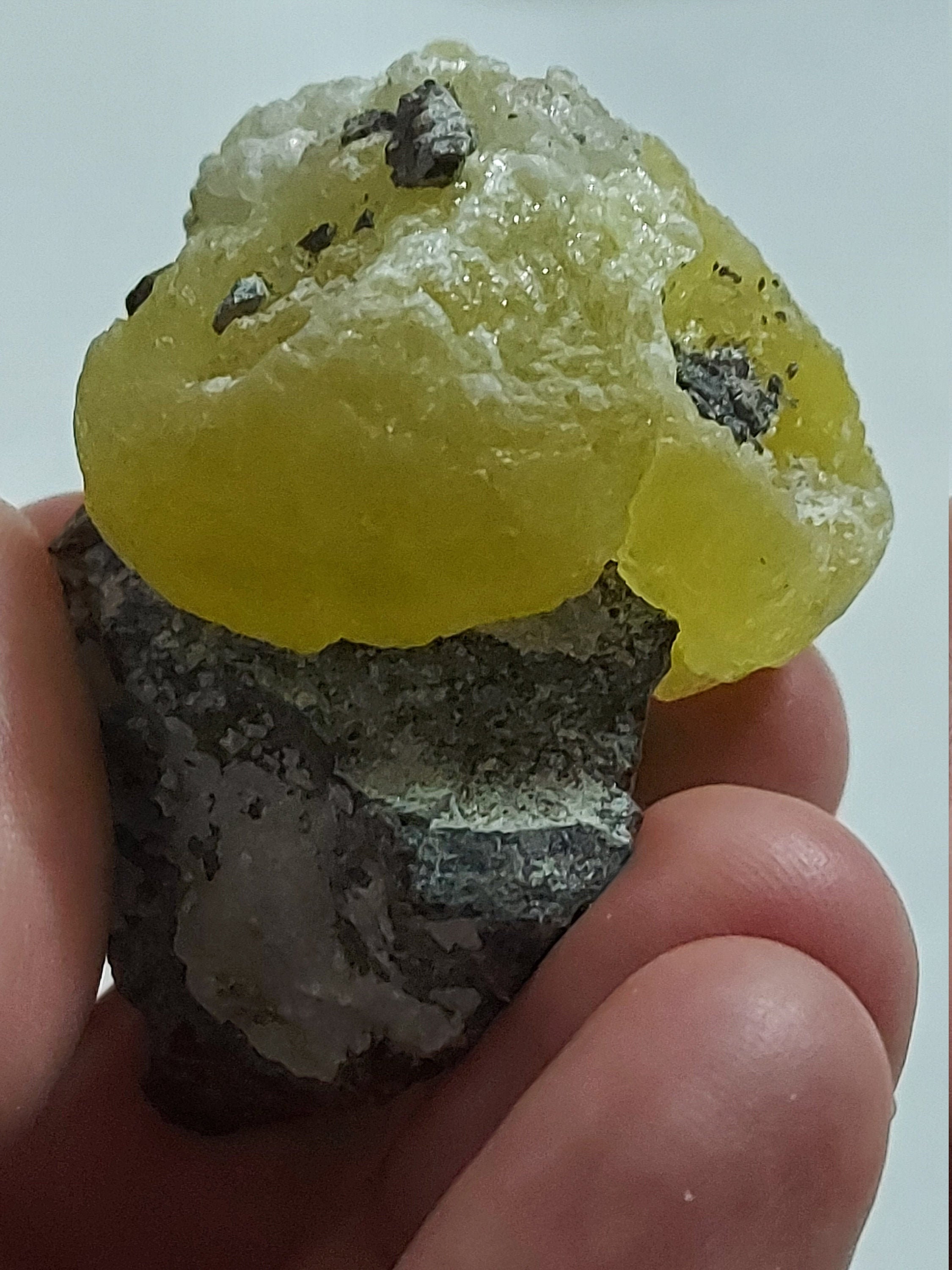 Natural Yellow Brucite Crystal Specimen In Gray Mother Rock Etsy