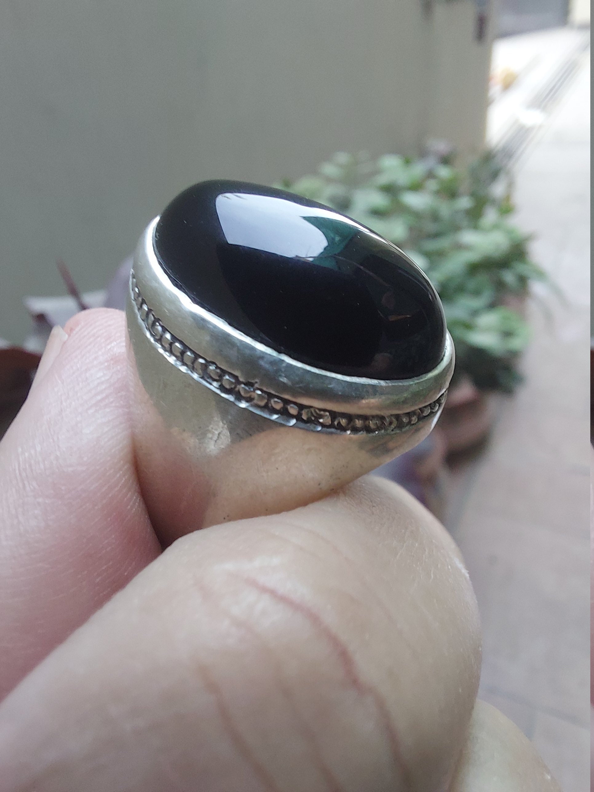 BLACK Yemeni Aqeeq Silver Ring Akik Hakiki Agate silver SUFI Handmade Men  Ring