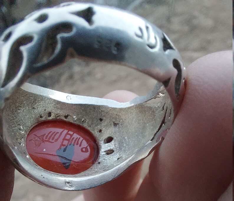 RED Yemeni Aqeeq handmade Sterling Silver Ring SHARF u SHAMS Agate Akik Shia Sufi Men Ring All Sizes