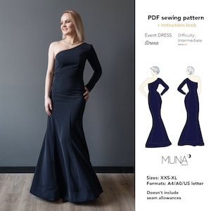 Robe de soirée Patron de couture PDF, Taille Xxs-XL, Format A0/A4/US Letter, Patron de robe femme, Patron de robe femme, Patron de robe de soirée. Sirène