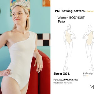 Bodysuit pattern, Swim wear pattern, Size XS - L, A4/A0/US letter, Lingerie pattern, Bodysuit pattern PDF, Bodysuit sewing pattern, Muna