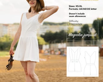 Molde para Macacão Magnolia Feminino, Tamanhos XS-XL (Molde em PDF)