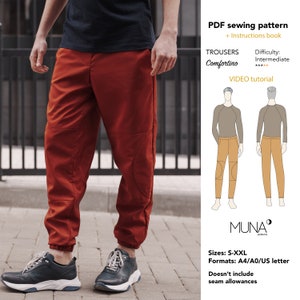Padrão de costura de calças masculinas. Tamanhos S-XXL. Carta A4 A0 EUA. Padrão de calças femininas. Padrão de calças masculinas pdf. Padrão de costura de calças masculinas. Comfortino