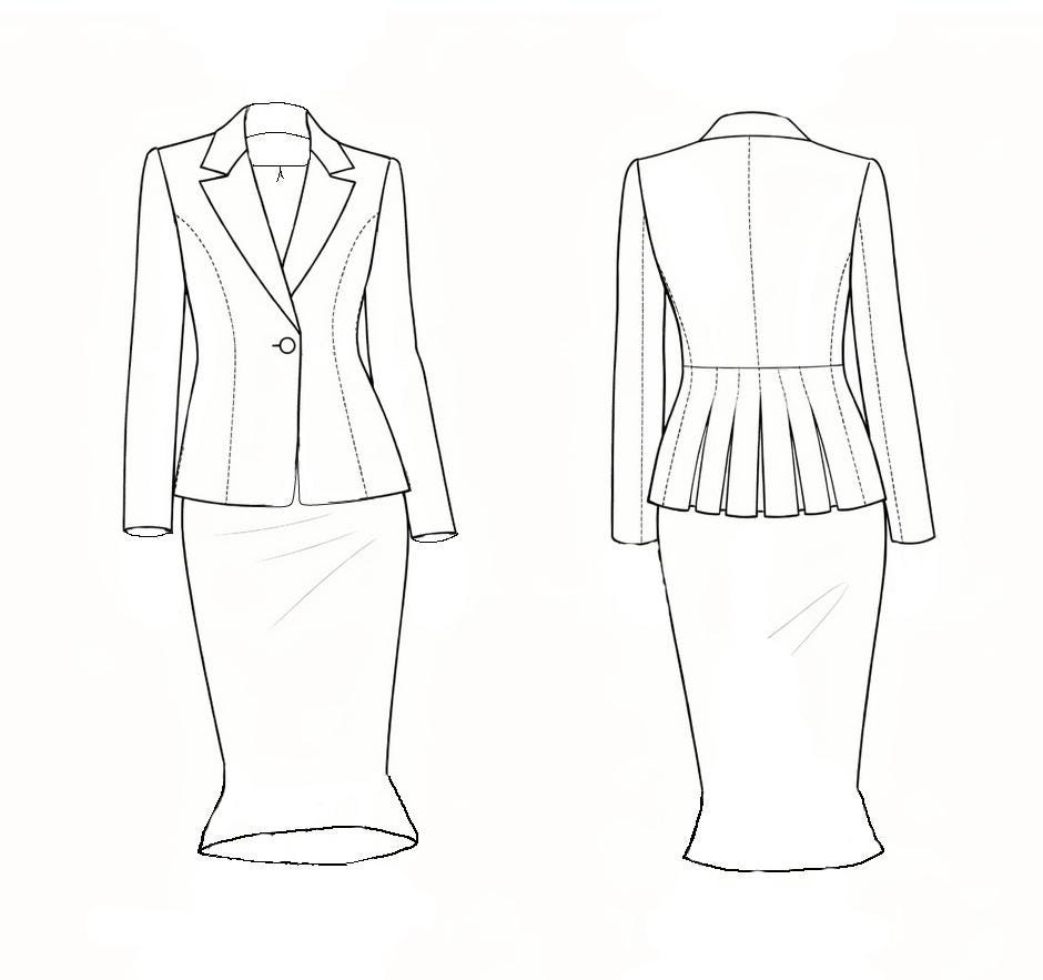 Queen Line Suit PDF Sewing Pattern — Jacket, Skirt + Bliss Cardigan ...