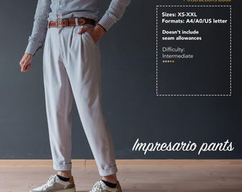 Impresario — Molde de Costura em PDF para Calças Masculinas | Calças sob medida para homens | Tamanhos PP a GG | Moda masculina sustentável | Muna Patterns
