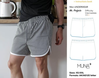 Patrón de costura ropa interior hombre PDF, Talla XS XXL, Formato A4 Us  patrón ropa interior hombre, patrón boxer hombre, patrones de costura