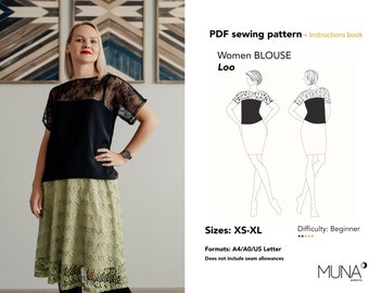 Loo Blouse Sewing Pattern, Women's XS-XL (PDF Pattern)