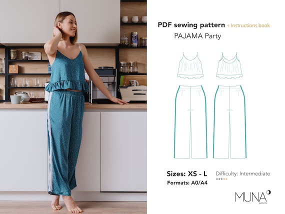 Women Pyjama Pattern Size XS L A4 A0 US Letter Pyjama Sewing Pattern Pajama Pants Women Pajama Pattern Pyjama Set Sewing Pattern Etsy Canada