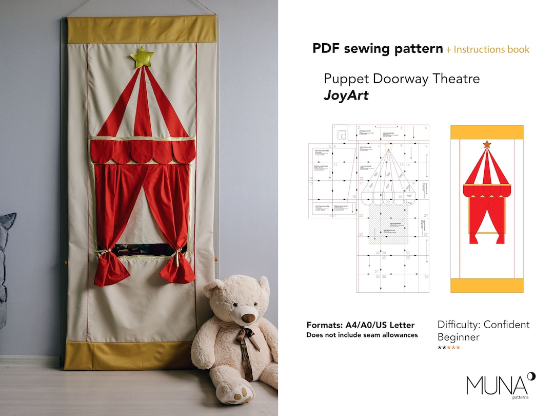 Puppet Show Pattern Joyart Puppet Doorway Theatre, Puppet Theatre Pdf Sewing Pattern ...