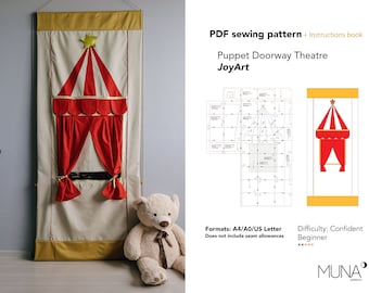 JoyArt Puppet Doorway Theatre, Puppet theatre Pdf sewing pattern, Puppet Theatre pattern PDF, Puppet theatre pattern by MUNA patterns