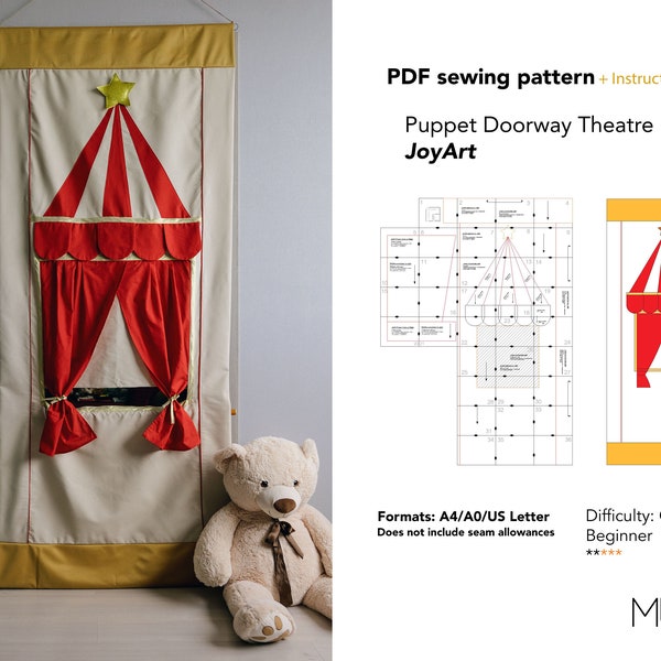 JoyArt Puppet Doorway Theater, Puppentheater Schnittmuster Pdf Schnittmuster, Puppentheater Schnittmuster PDF, Puppentheater Schnittmuster von MUNA pattern