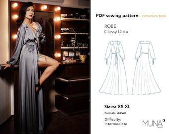 Classy Ditta Robe Sewing Pattern PDF, Xs-XL (A4/A0)