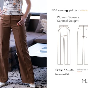 Pants Pattern Women, Size XXS-XL, A0 A4, Pants pattern, Trousers pattern, Trousers sewing pattern, Trousers  Women Pattern, Classic pants