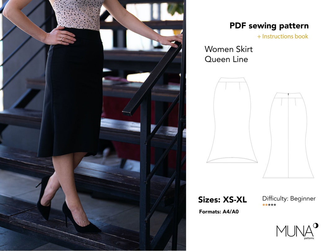 Buy Pencil Skirt Pattern, Size XS XL, A4 A0 Us Letter, Skirt Pattern,  Pencil Skirt Sewing Pattern, Pencil Skirt Pattern PDF, Muna  Online