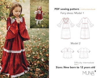 Fairy Girl Dress Sewing Pattern, Newborn to 12 years (A4 A0 PDF)