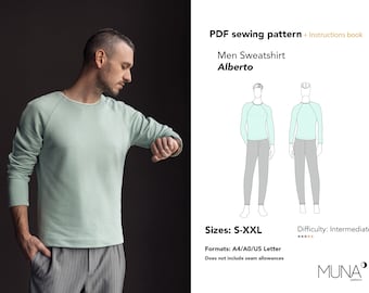 Men's Sweatshirt PDF Sewing Pattern, Sizes S-XXL (A4/A0/US letter)