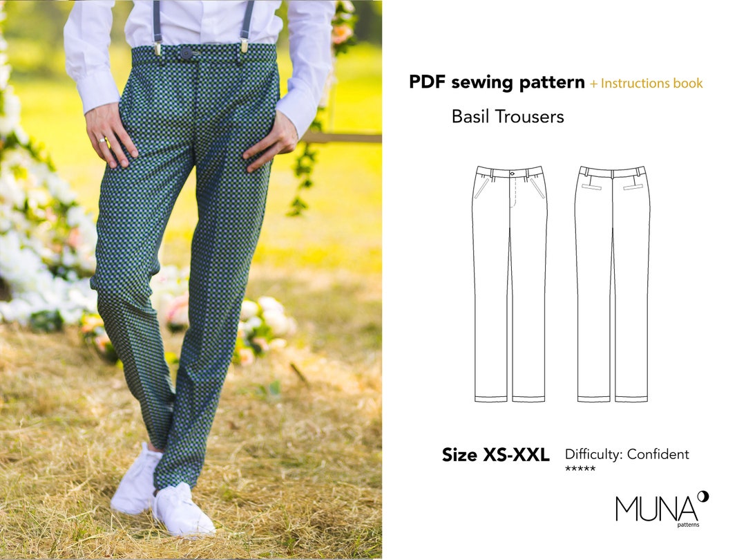 Trousers Men Pattern, Size XS XXL, A4, Pants Pattern Men, Trousers