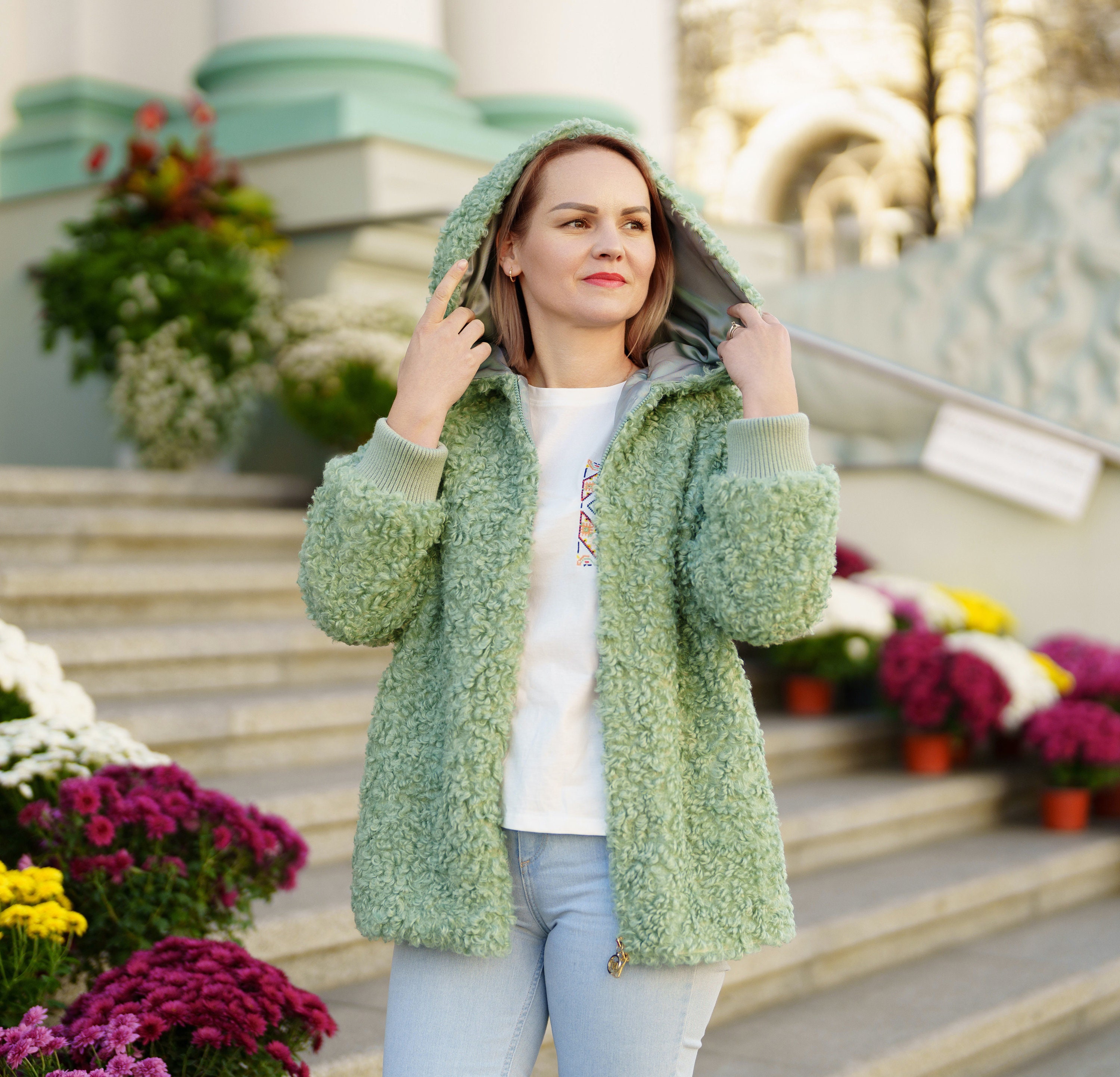 Faux Fur Hooded Jacket Sewing Pattern, Size S-XXL (PDF Pattern) - Etsy