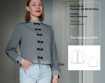 Origami Pleat Blouse Sewing Pattern – Asian-Inspired Shirt (PDF Pattern)