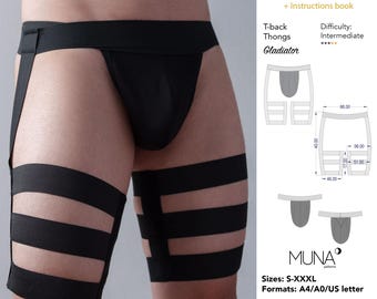 Molde para costura de tanga gladiadora masculina, traje de dança (molde em PDF)