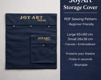 Capa de armazenamento JoyArt — Guia de costura em PDF | Bolsa de lona para teatro de porta | Dois tamanhos incluídos