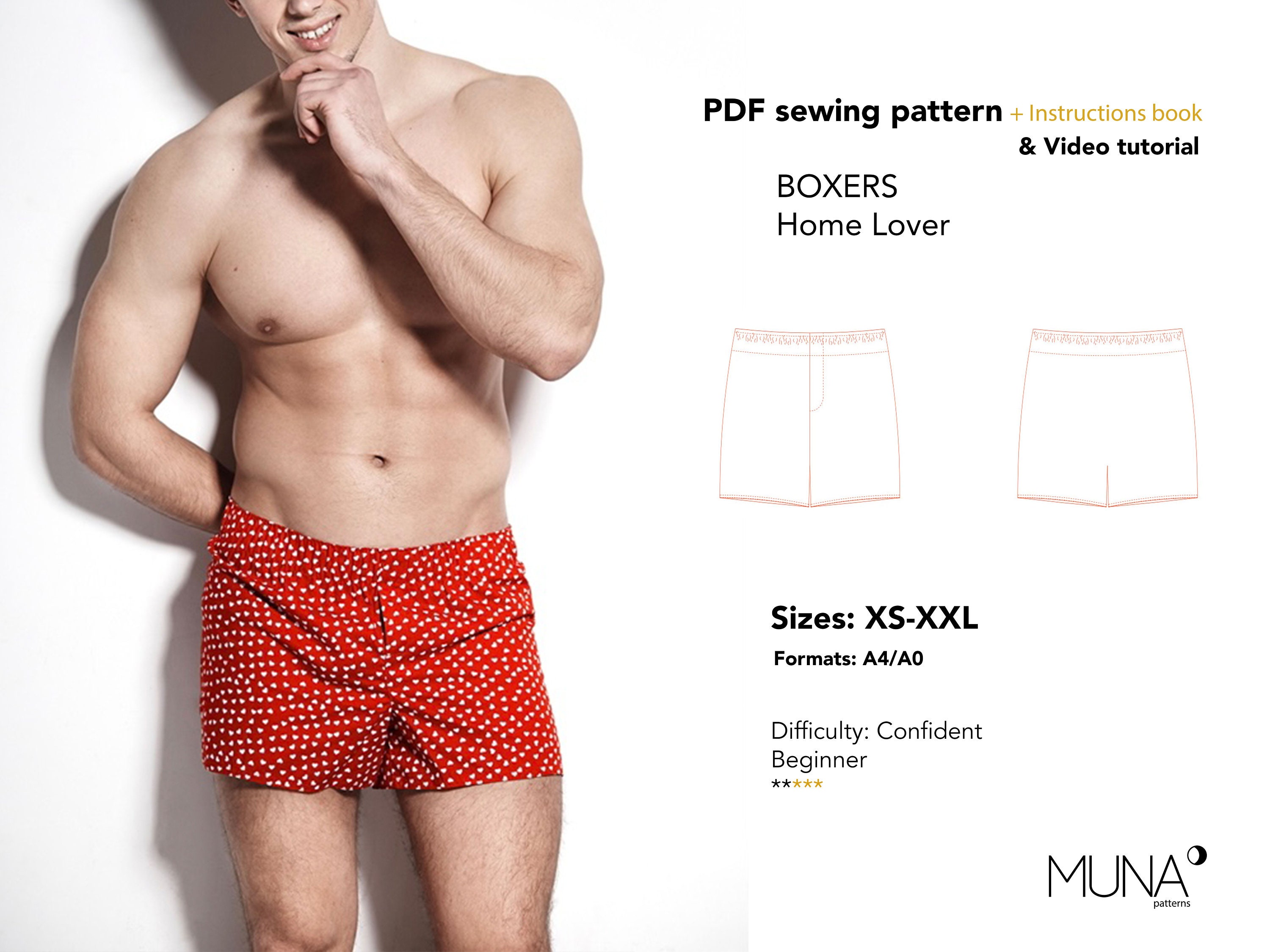 Mens Full Coverage Underwear Sewing Pattern Underwear Sewing Pattern Mens  Sewing Pattern Mens PDF Pattern 