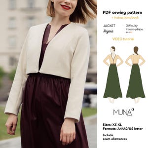 Women Jacket pattern, Size Xs-Xl, A0 A4 US Letter, Sewing pattern PDF, Jacket pattern woman, Jacket sewing pattern, Jacket pattern PDF
