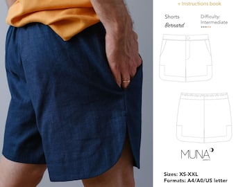 Molde para shorts de linho masculino – Bernard Design, tamanhos XS-XXL (molde em PDF)