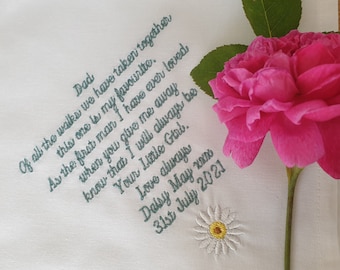 Wedding hankies Father of the Bride Wedding Handkerchief (Verse 2), wedding day gift Hankie for Dad
