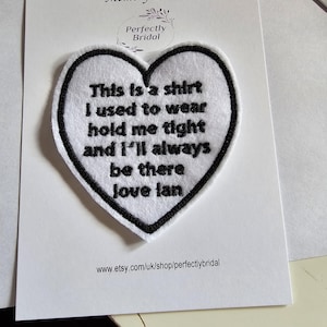 Memory Patch 3&quot; heart own wording for a bear keepsake patch memory cushion label