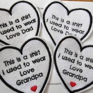 Memory Patch 3&quot; heart own wording for a bear keepsake patch memory cushion label