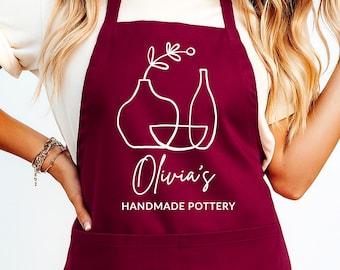 Grembiule da ceramica personalizzato – Grembiule da vasaio con nome | Regalo per ceramisti & artisti | Grembiule da studio in poliestere