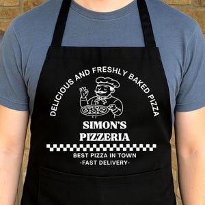 Personalized Pizza Apron, Custom Father’s Day Gift for Dad, Italian Cooking Present, Funny Pizzeria Gift for Husband, Padre, Nonna, Nonno