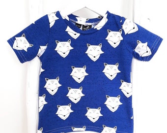 Shirt met vossen / vos print voor baby en peuter | kobalt blauw | babykleding | Kinderkleding | Hey BB