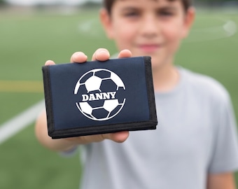 Gepersonaliseerde Voetbal Portemonnee Jongens, Kinder Portemonnee met Naam en Voetbal, Cadeau Jongen, Voetbal Wallet