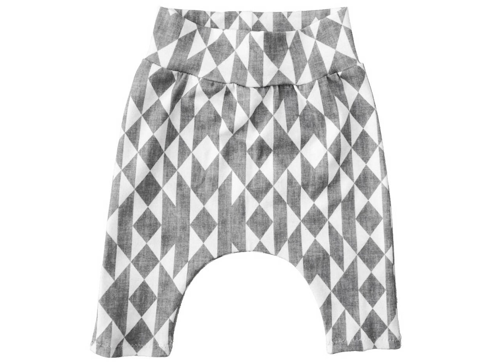 Baby Harem Pants for Boy or Girl Grey White Geometric Print Newborn