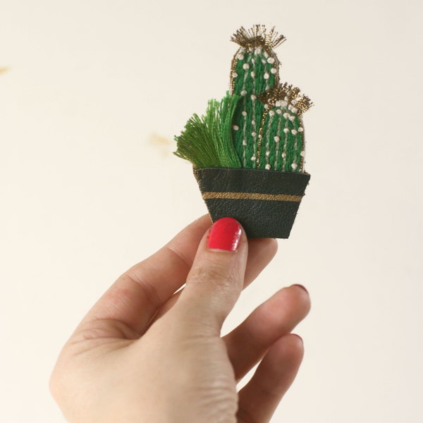 PIN BOTANICA, embroidered cacti and plant