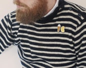 TCHIN Duo of pins embroidered in collaboration with Deborah mustard, playful pins, embroidered objects