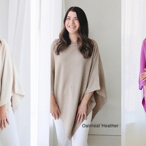 Organic Cotton Poncho Sweater Pullover (more colors) Wear It 5-Way. Soft Warm All Season. Eco-friendly Holiday Gift Ideas for Her