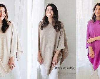 Organic Cotton Poncho Sweater Pullover (more colors) Wear It 5-Way. Soft Warm All Season. Eco-friendly Holiday Gift Ideas for Her