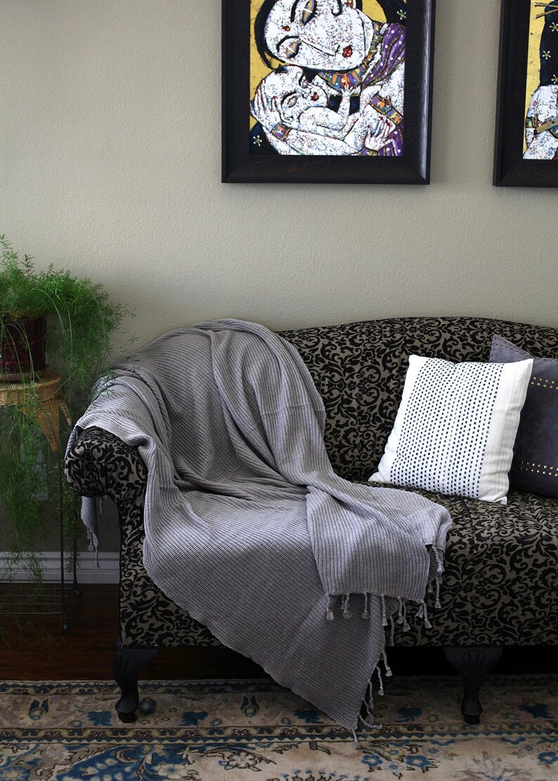 Soft Organic Cotton Knit Throw Blanket. Ecofriendly Gift Etsy