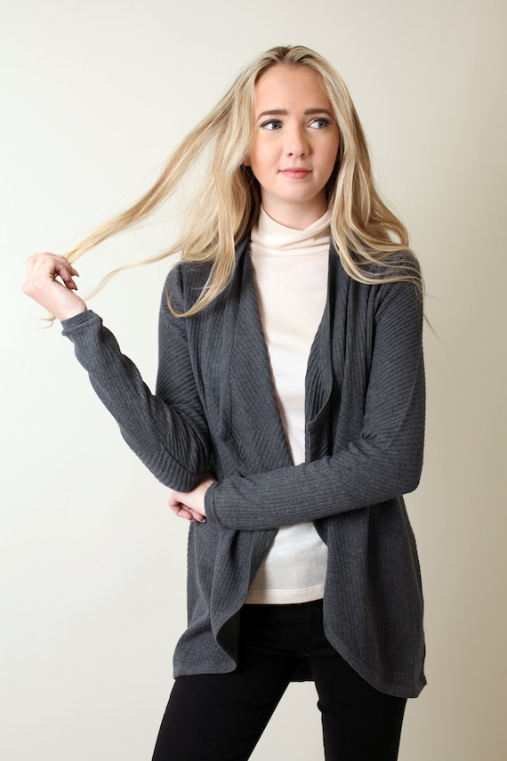 Eco chic Knitted Waterfall Sweater Cardigan Wrap Organic Cotton Modal Blend Ultra Soft Lightweight Breathable All season Etsy