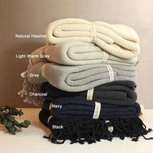 Soft Organic Cotton Knit Throw Blanket. Eco-friendly Gift Ideas image 2