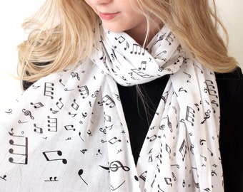 Music Lover Musical Notes Fashion Scarf Shawl (Unisex). Unique Gift Ideas for Her and Him