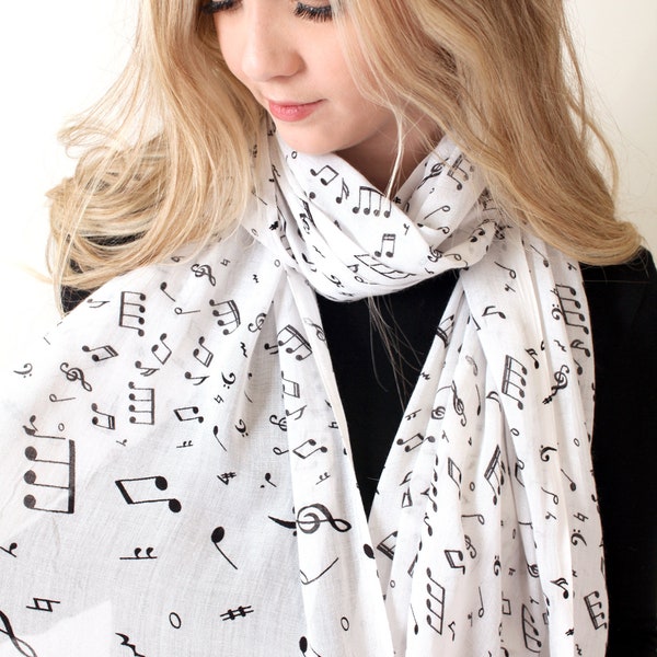 Music Lover Musical Notes Fashion Scarf Shawl (Unisex). Unique Gift Ideas for Her and Him