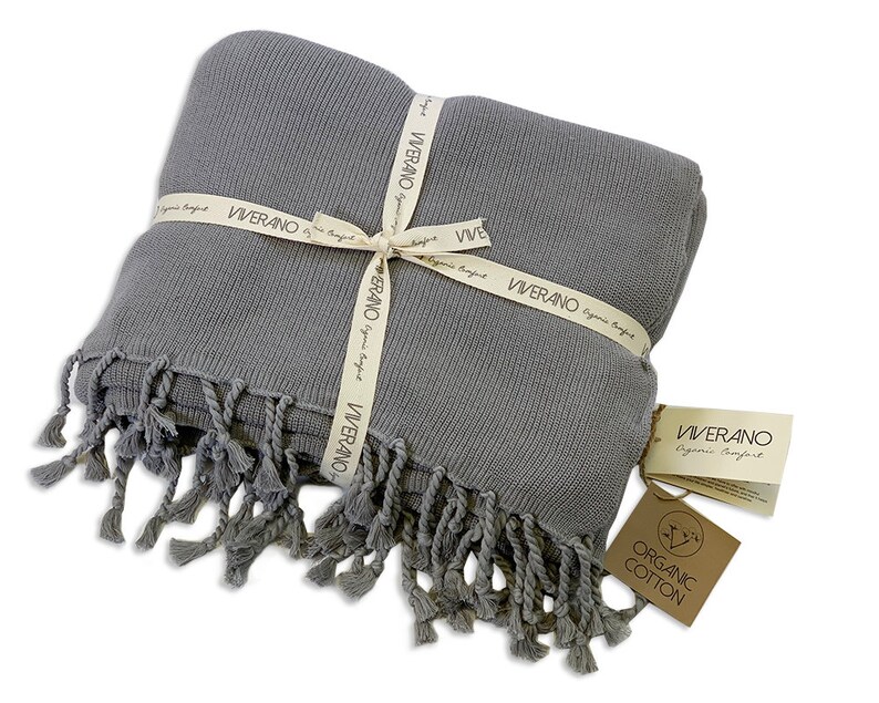 Soft Organic Cotton Knit Throw Blanket. Eco-friendly Gift Ideas image 8