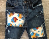 Boys Lion King birthday shorts Simba cut offs jeans denim shorts distressed patched