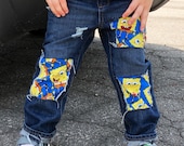 SpongeBob Squarepants birthday jeans fabric ripped distressed patches spongebob boys toddlers
