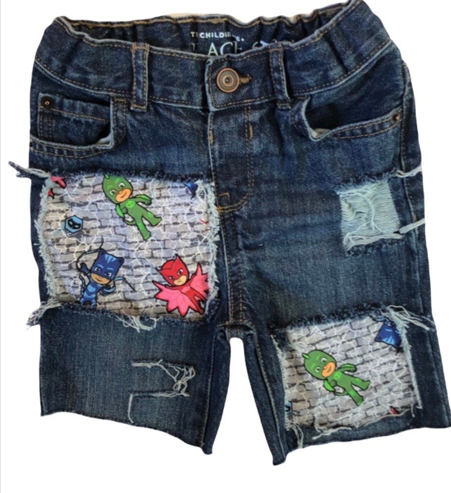 Boys Pj Mask Birthday Shorts//jeans Cut 